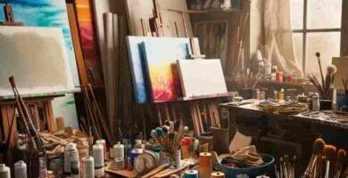 Cuadros por Encargo - Arte Personalizado 23 Estudio con cuadros inacabados